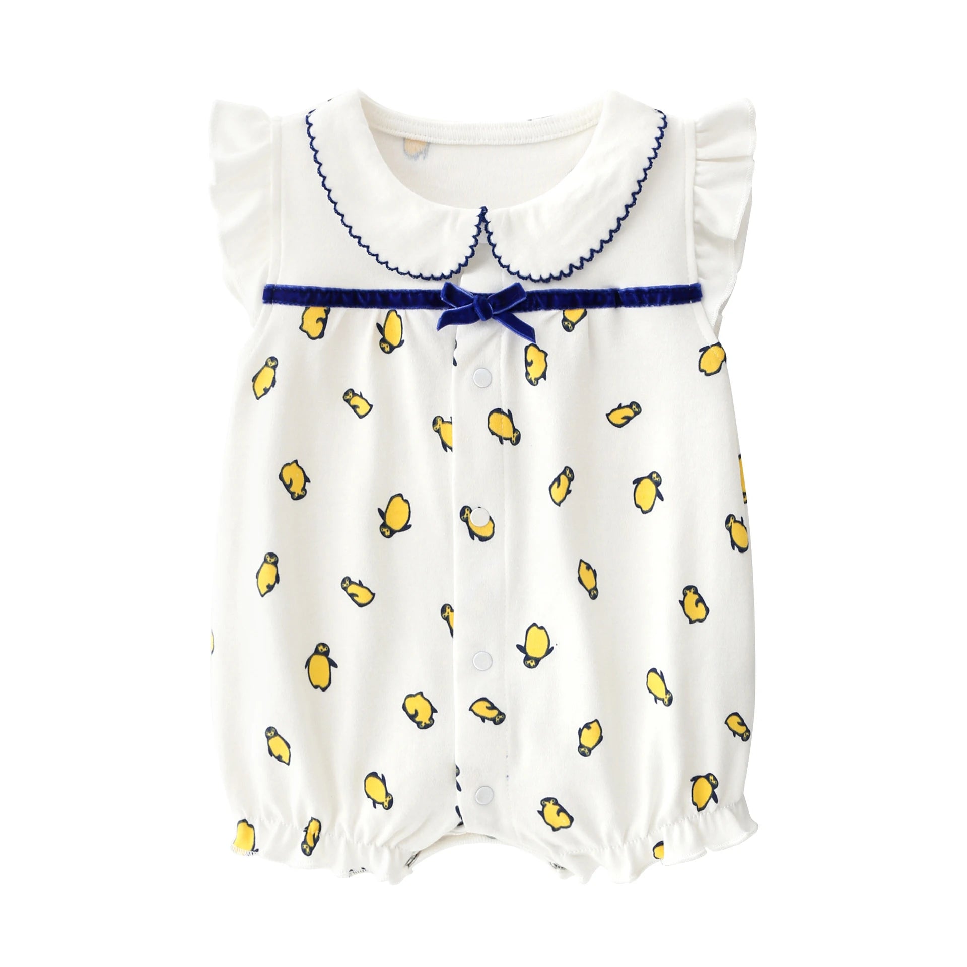 Baby jumpsuit summer newborn pure cotton flying sleeve harem newborn baby girl clothes thin women's summer clothing