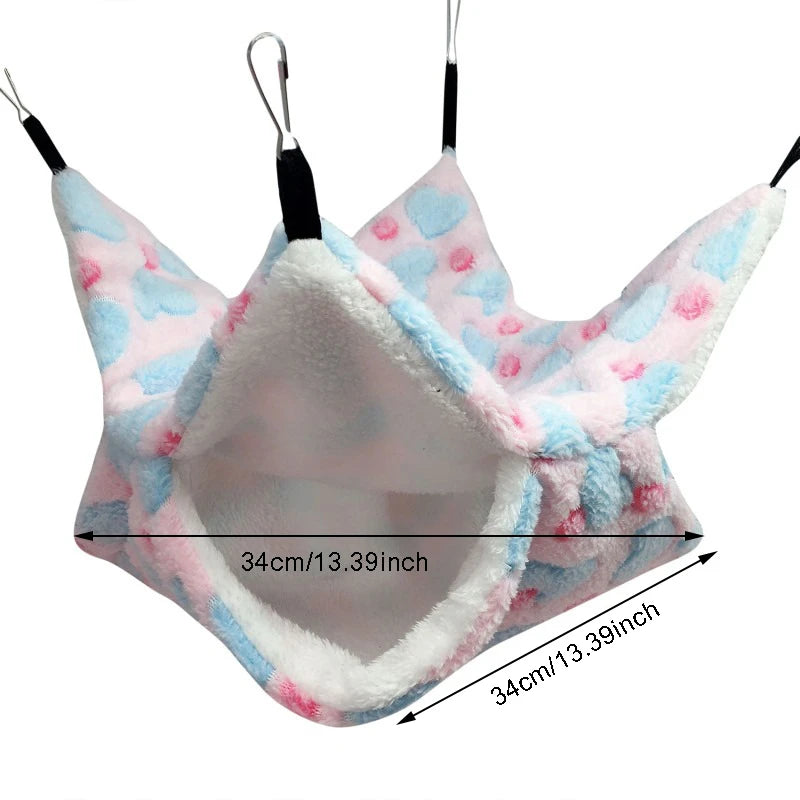 1/2pcs Hamster Hideout Cage Print Fleece Guinea Pig Sugar Glider Sleeping Bed Rodent Hammock Rat Little House Animals Supplies