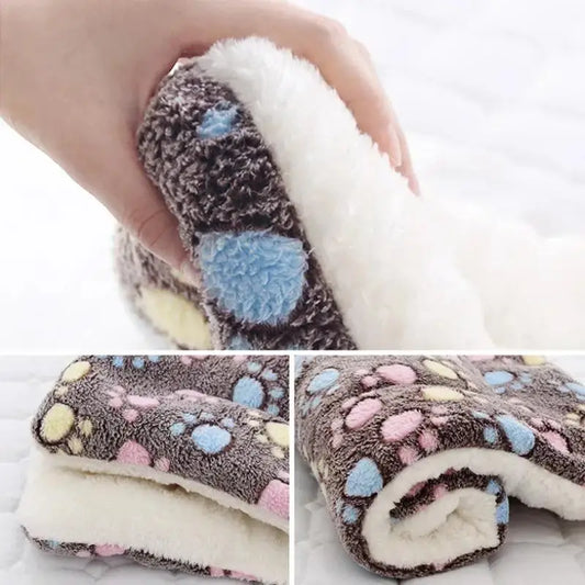 Pet Sleeping Mat Dog Bed Cat Bed Soft Hair Thickened Blanket Pad Fleece Home Washable Warm Bear Pattern Blanket Pet Supplies - Play Paws Toys
