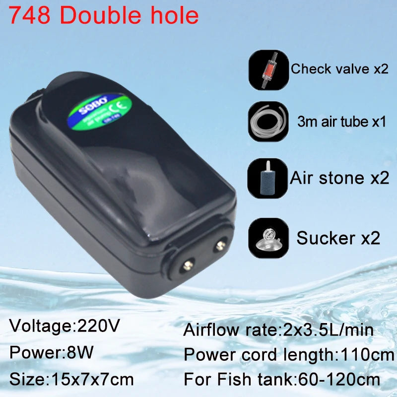 SOBO Silent Aquarium Oxygen Air Pump Fish Tank Adjustable Air Volume High Power Oxygenator Air Compressor Aerator 220v