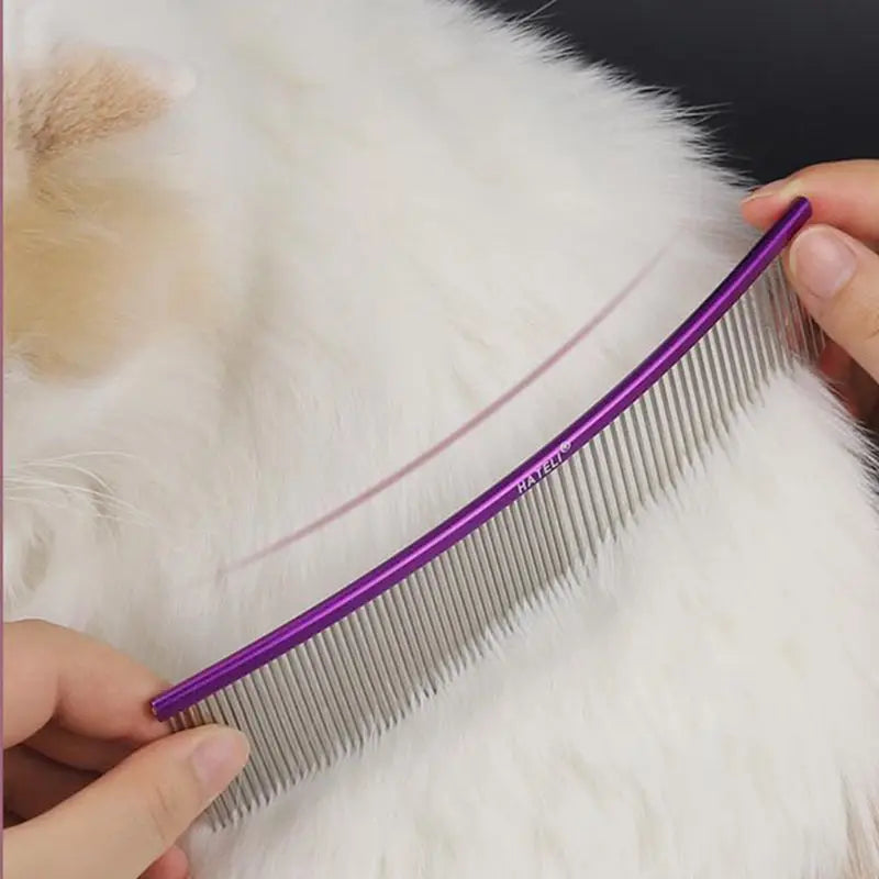 19cm Pet Curved Comb Stainless Combs Professional Pet Grooming Comb Dense Sparse Teeth Dog Cat Cleaning Brush Open Knot Combmb