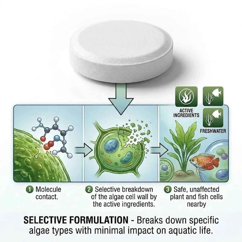 150 Tablets Fish Tank Algae Remover Aquarium Cleaner Rapid Green Water Treatment Algae Control Chips for Pond & Tank