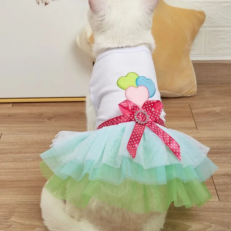 Puppy Summer Dress Dog Cat Lace Skirt Pet Clothing Chihuahua Stripe Skirt Cat Princess Apparel Cute Puppy Clothe Dog Accessories