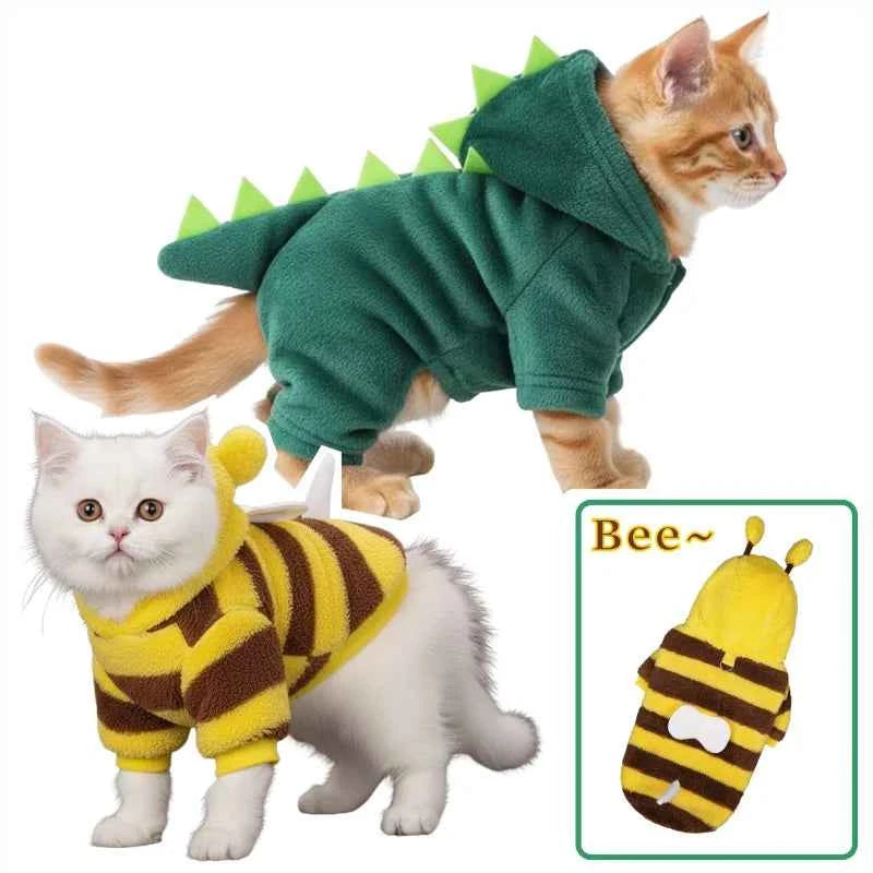 Cute Pet Dog Cat Transformation Dinosaur Bee Style Cosplay Costume For Small Medium Dogs Cats Autumn Winter Warm Outfit XS-2XL