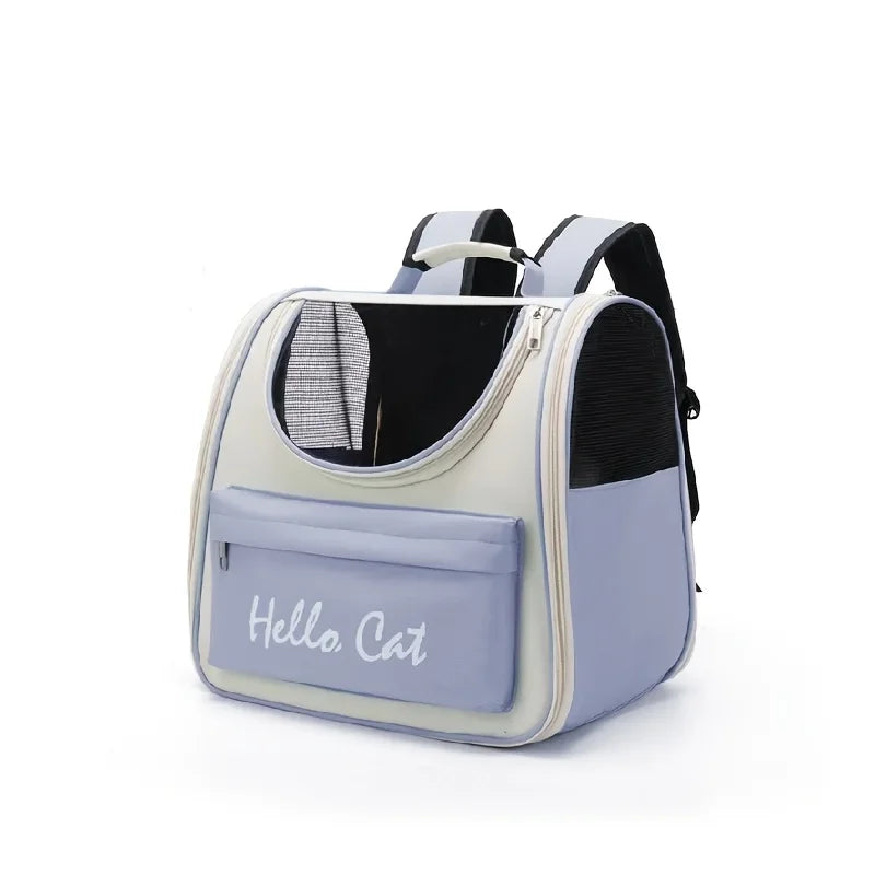 Large capacity collapsible pet backpack with zip closure, handle and mesh vent, perfect for cats and small dogs traveling - Play Paws Toys