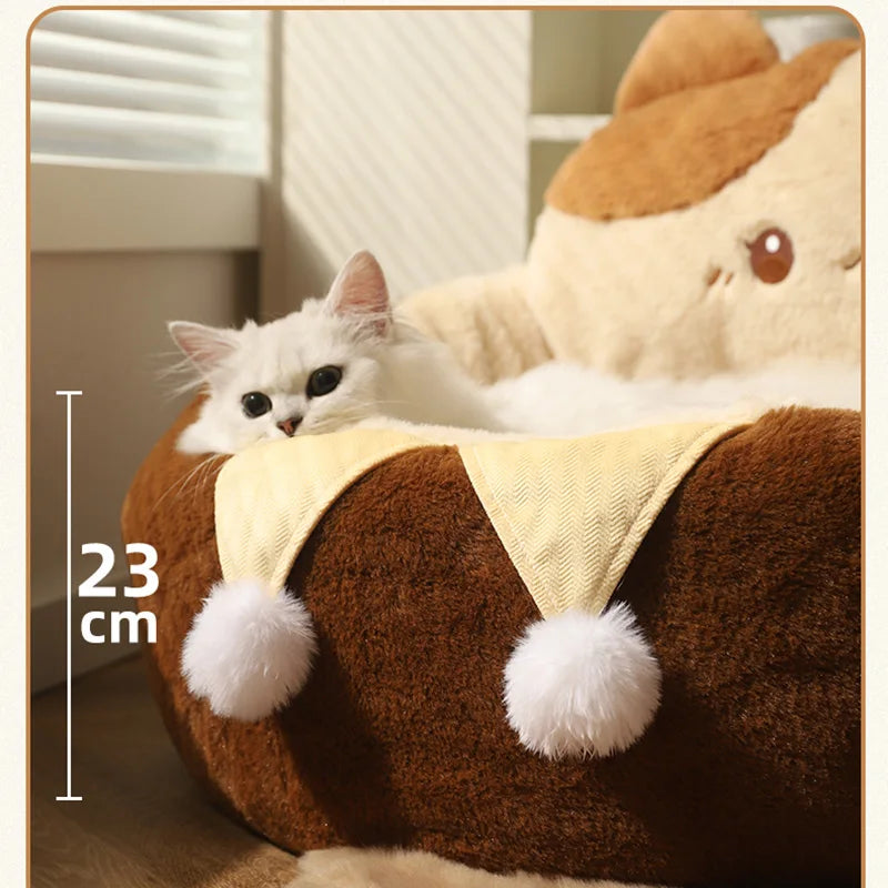 HOOPET Cats Sofa Dogs Bed Round Cat Pad Mattress Winter Warm Deep Sleep Cushion Soft Cat House Dog Nest Pet Accessories - Play Paws Toys