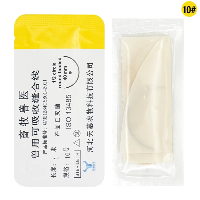 Suture Needle Bending Needle Veterinary 10Pcs Absorbable Suture Thread 1M Animal Husbandry Veterinary Tools Sheep Cow Livestock