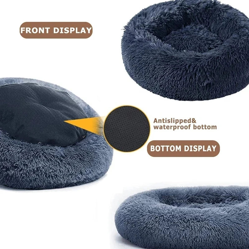 Super Soft Pet Cat Bed Plush Full Size Washable Calm Bed Donut Bed Comfortable Sleeping Artifact Suitable For Winter - Play Paws Toys