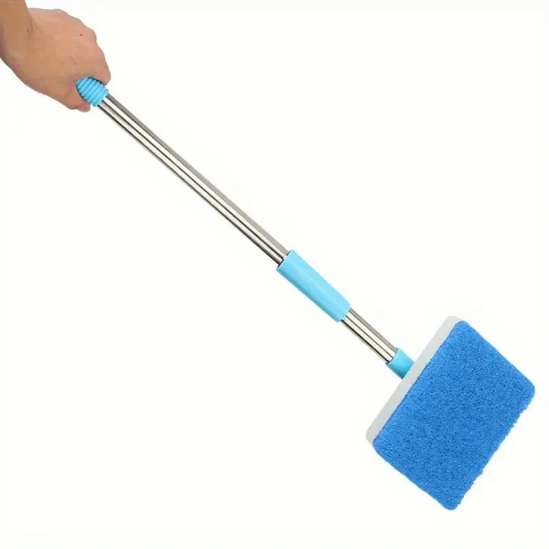 55-95cm Telescopic Handle 180° Adjust Cleaner Scrubber Aquarium Fish Tank Glass Window Algae Double-Sided Sponge Cleaning Brush