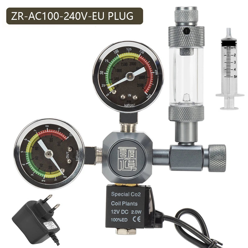 ZRDR aquarium CO2 regulator solenoid valve bubble counter is used for CO2 gas cylinder fish tanks CO2 pressure reducing valve