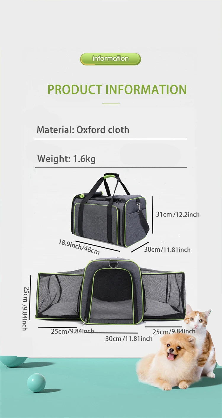 Cat Bag Foldable Large Capacity Cat Outdoor Car Expansion Portable Pet Handbag Breathable Diagonal Cross Bag for Cats and Dogs - Play Paws Toys