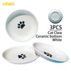 Oitabi 3PCS No Spill Cat Bowls Sets, Cat Food Bowl, Anti Whisker Fatigue Ceramic Cat Dishes Set, Shallow Wide Kitten Plates - Play Paws Toys