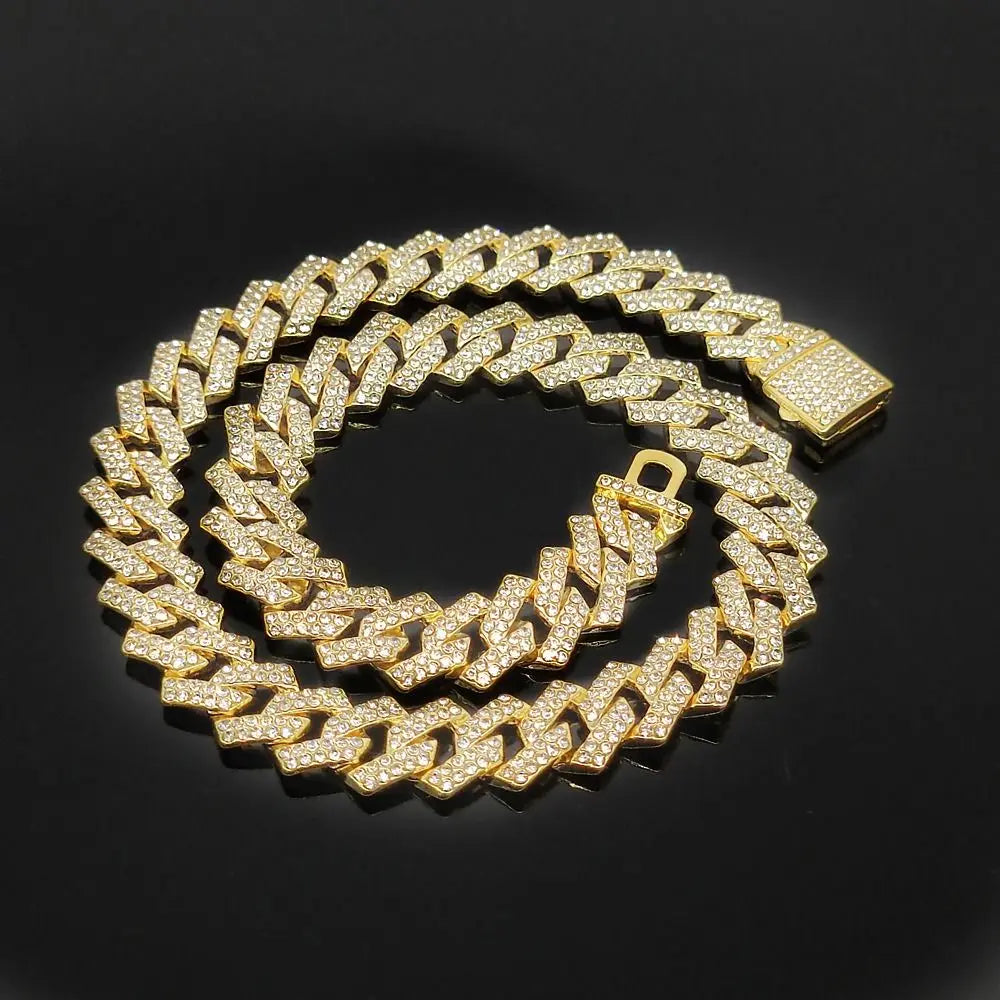 Creative Gift Link Chain Dog Diamond Chain Collar Inlaid Rhinestone Hip Hop Link Chain Necklace Bling 15mm Pet Crystal Necklace