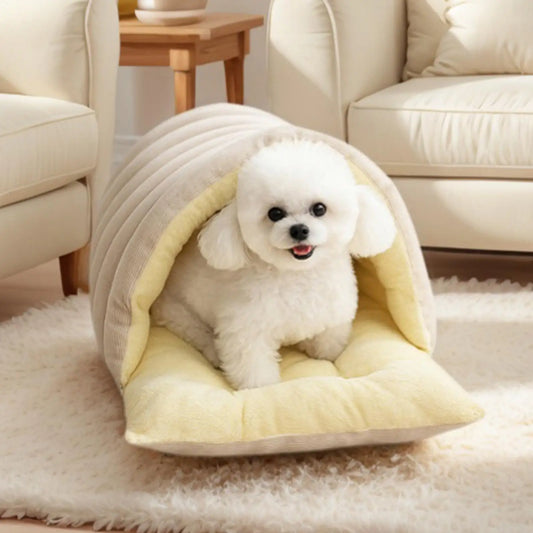 winter Indoor thickened cat bed washable soft short plush fluffy cats sleeping bed enclosed warm pets bed for Puppy Kitten - Play Paws Toys
