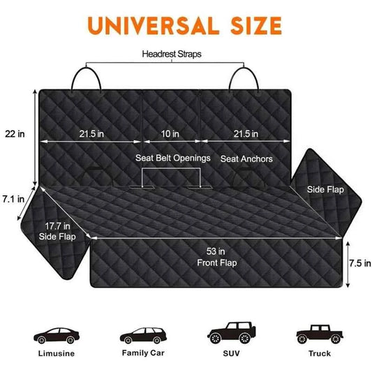 Universal Size Cat Dog Car Seat Cover Waterproof Back Seat Protector Non-Slip with 2 Dog Seat Belts Adjustable Pet Seat Cover
