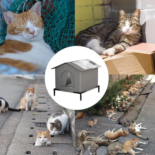 Stray Cat Houses with Mat Waterproof Winter Warm Shelter Foldable Pet Cave Nest Sleeping Beds for Outdoor Cats Small Dog Puppies - Play Paws Toys