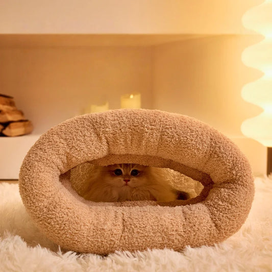 Cozy Burrow Bed: Thermal Winter Cat Cave with Enclosed Sleeping Bag Design - Snuggle Sanctuary for Anxious Cats & Small Dogs - Play Paws Toys