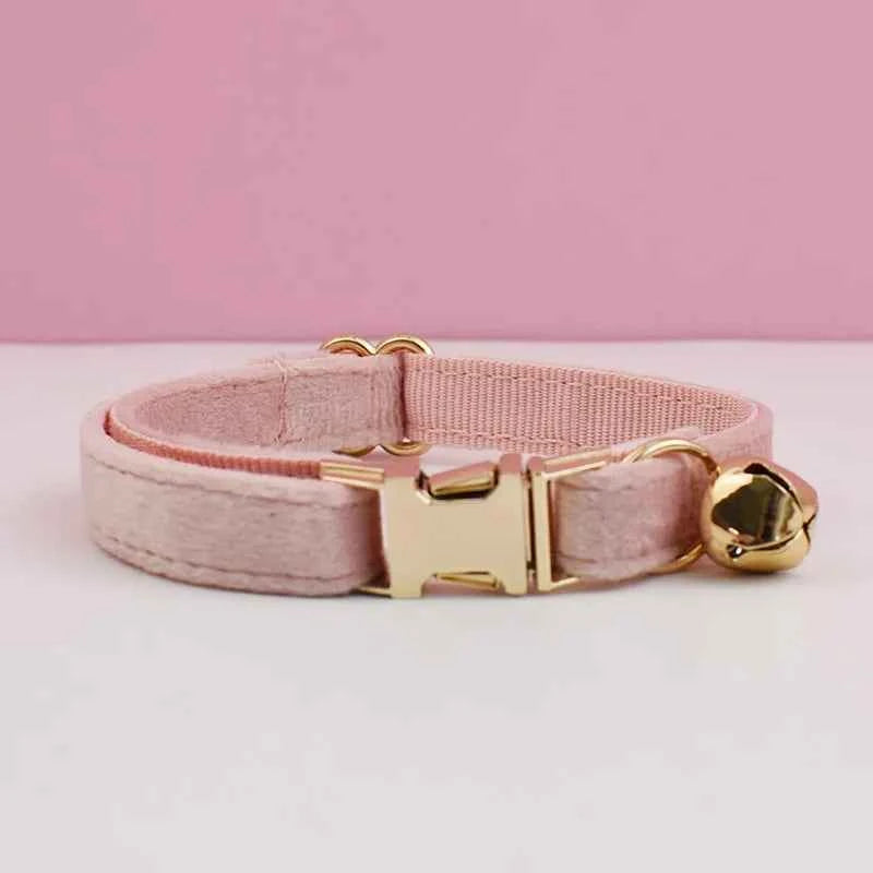 Cat Supplies Velvet Cat Collar Personalized Cat Collar with Name Plate Bell Bow tie Custom Engrave Collars for Cat