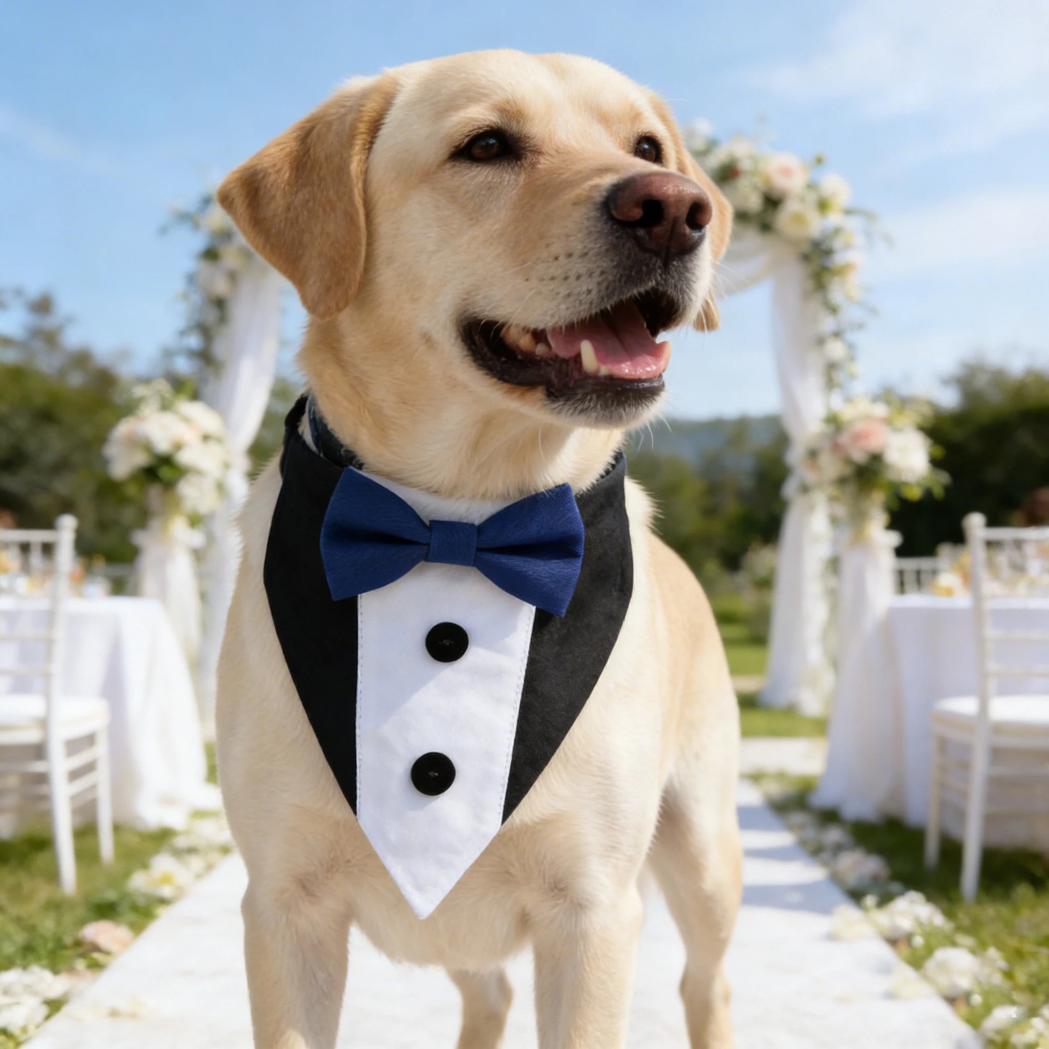 Sucado Brand Pet Wedding Suit Bib Dog Collar Adjustable with Bow Tie Bandana for Engagement Party Costume Clothes