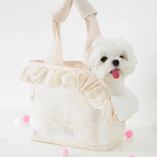 Onecute Lace Pet Carrier Bag - Handheld Shoulder Puppy Purse for Small Dogs, Chihuahua, Cats - Dog Walking Accessories - Play Paws Toys