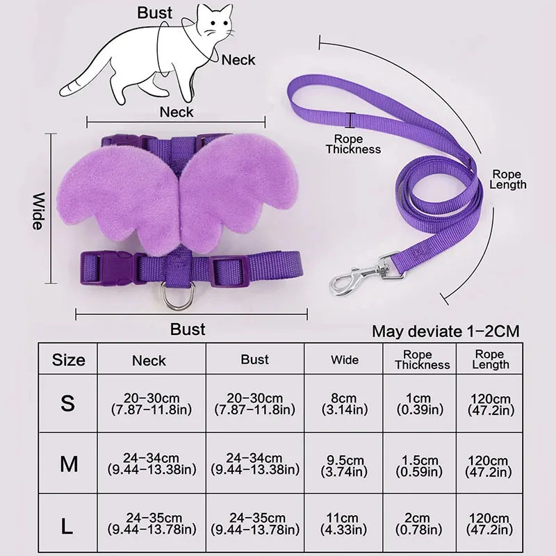 Cute Angel Wing Pet Rabbit Harness and Leash for Cats Rabbits Personalized Rabbit Harnesses Bunny Accessories Hamster Clothes