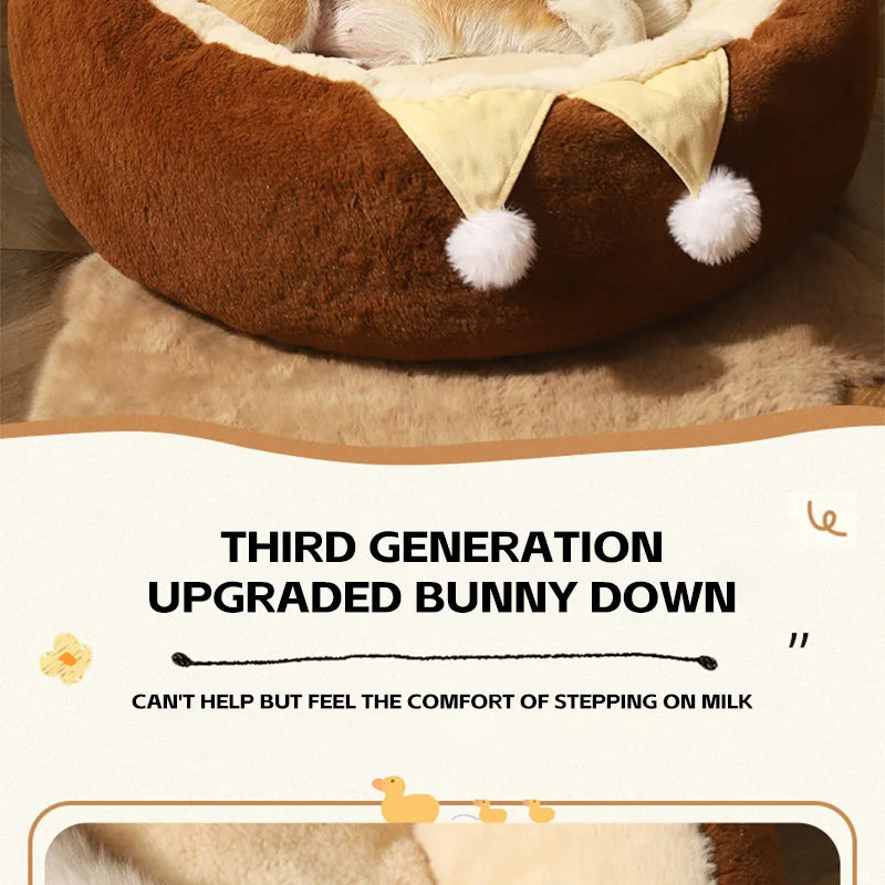 HOOPET Cats Sofa Dogs Bed Round Cat Pad Mattress Winter Warm Deep Sleep Cushion Soft Cat House Dog Nest Pet Accessories - Play Paws Toys