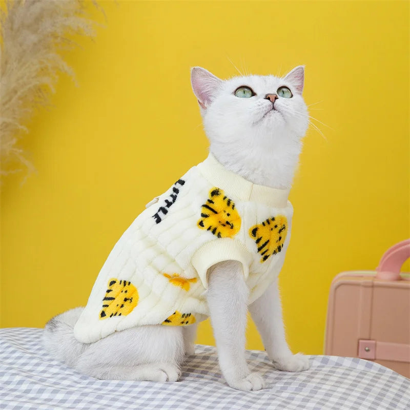 Korean Style Sphynx Cat Sweater with Buckle Winter Warm Pet Clothes for Cats Gotas Garfield Persian Pullovers mascotas Clothing - Play Paws Toys