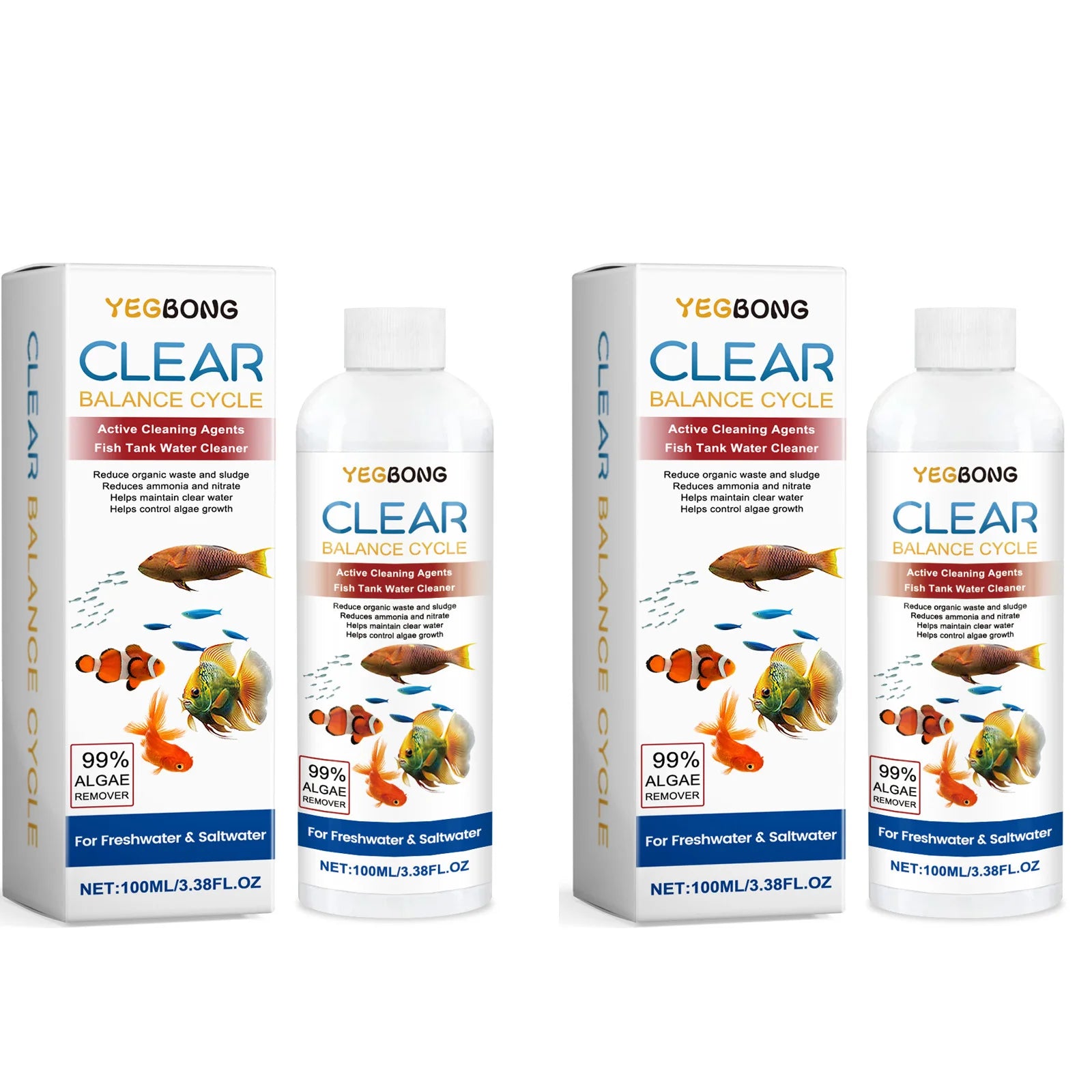 Fish Tank Water Clarifying Agent Quick Clean Stains and Sludge Control Algae Growth Water Purification Fish Tank Water Cleaner