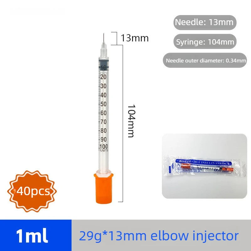 40/80PCS 0.3-1ML Disposable Plastic Veterinary Syringe Sterile Insulin Syringe with Orange Cap Needles for Pet Farm Animal Use