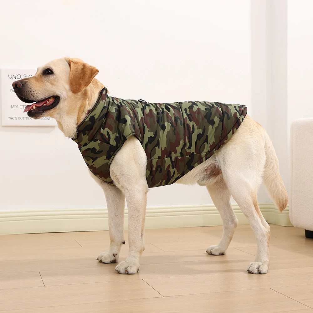 4XL-6XL Large Dog Jacket Clothes Winter Waterproof Coat For Big Dogs Vest Costume Camouflage Print Golden Retriever Pet Overalls