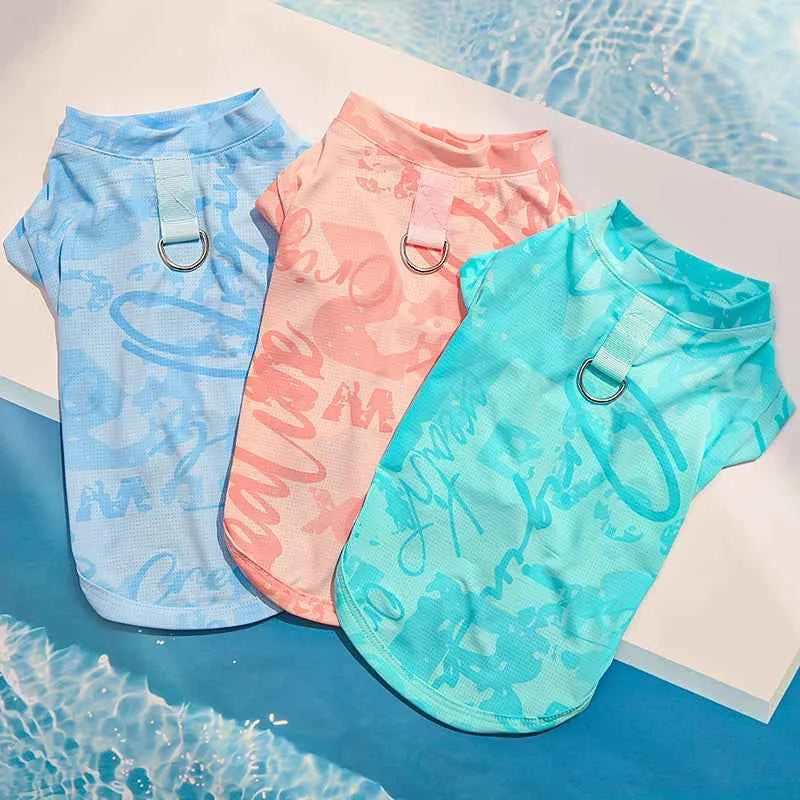Ice Silk Fabric Dog Vest Cooling Effect Breathable Summer Lightweight Puppy Cat Pet Sleeveless Top Hot Days
