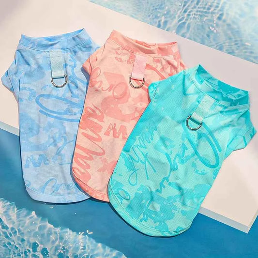 Ice Silk Fabric Dog Vest Cooling Effect Breathable Summer Lightweight Puppy Cat Pet Sleeveless Top Hot Days