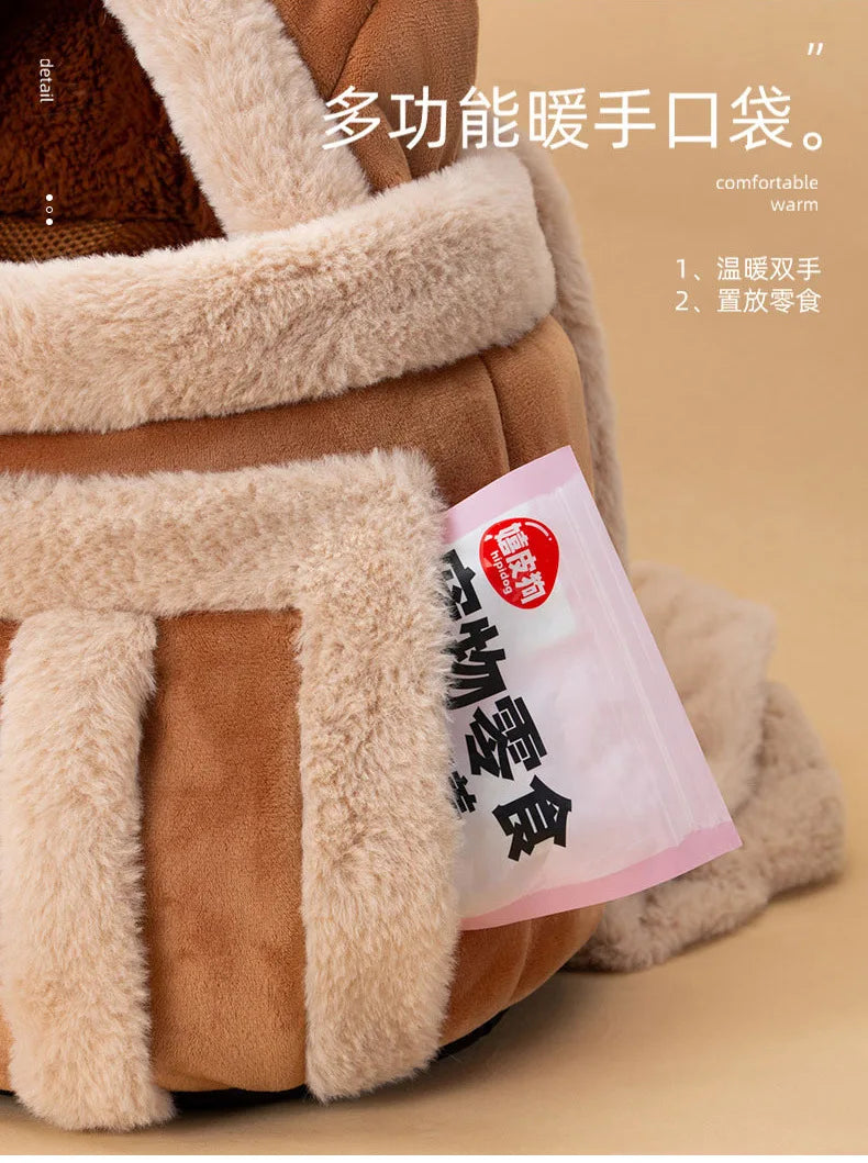 Portable Pet Cat Fall And Winter Speculation Handbag Warm Backpacks Dog Bag Autumn And Winter Warm And Windproof  Crossbody Bag - Play Paws Toys