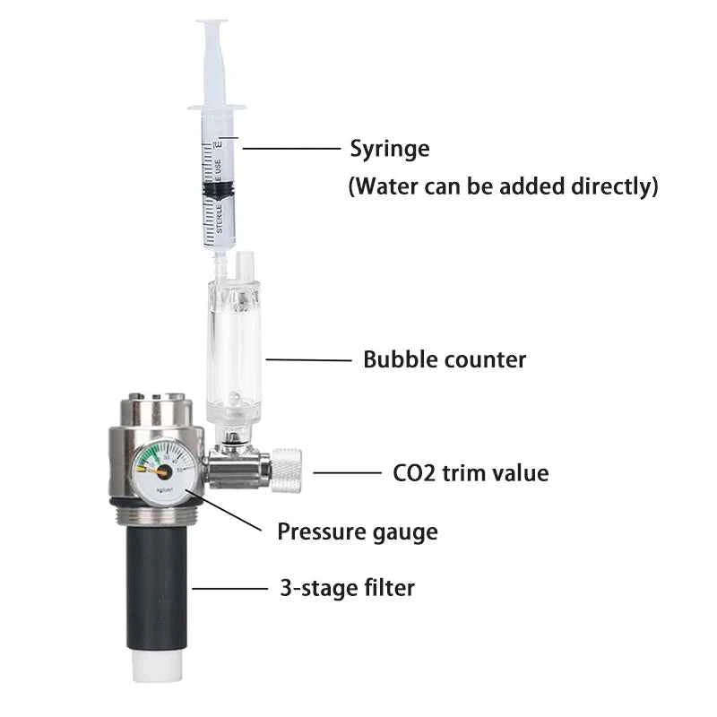 Aquarium CO2 Generator 1L 2L Fish Tank CO2 Cylinder Generator System Stainless Steel Water Injection Bubble Meter Aquatic Plant