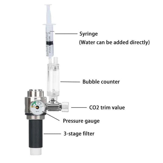 Aquarium CO2 Generator 1L 2L Fish Tank CO2 Cylinder Generator System Stainless Steel Water Injection Bubble Meter Aquatic Plant