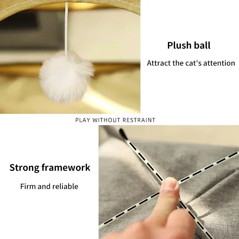 Pet Tent Bed Removable Cat Sofa Basket Canvas Semi-enclosed Cat House Dog Cave Hut Cat Sleeping Bed for Room Decor Pet Supplies - Play Paws Toys