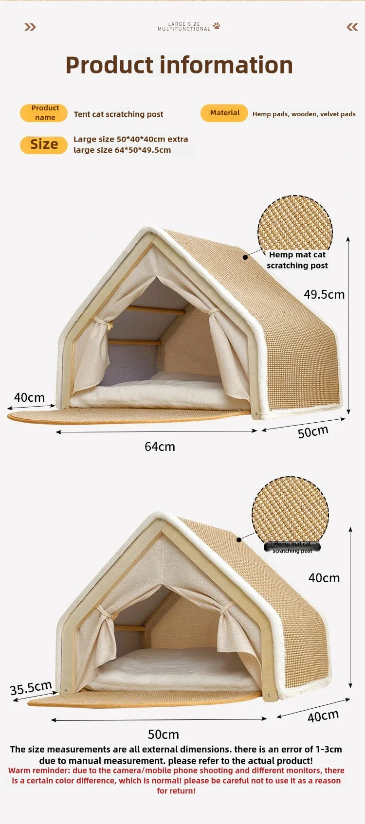Cat nest Winter warm cat villa Cat house shell semi-enclosed sleeping bag cat scratching board does not drop scraps sisal cat te - Play Paws Toys