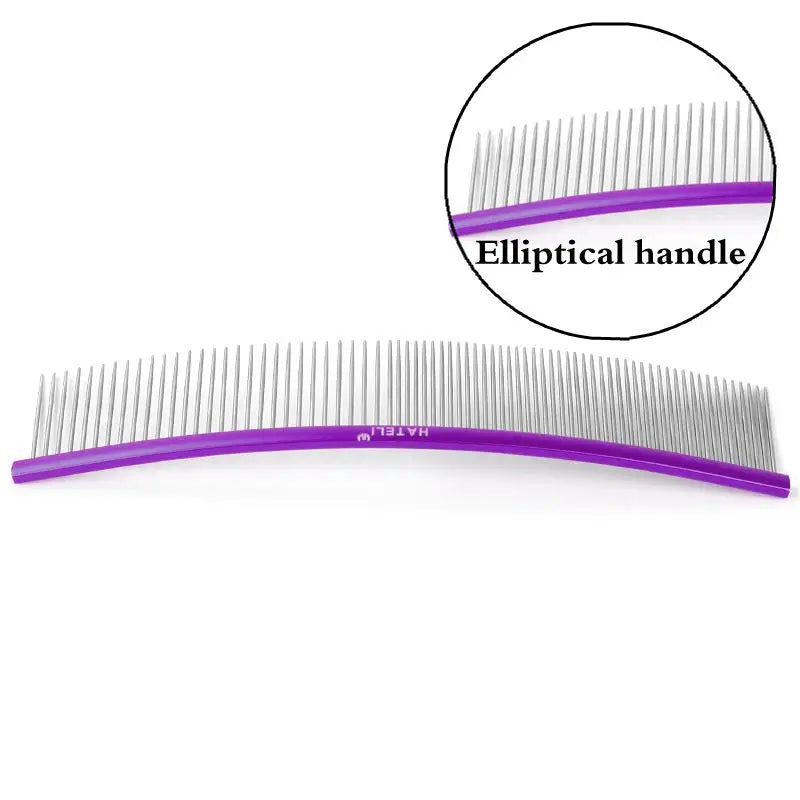 19cm Pet Curved Comb Stainless Combs Professional Pet Grooming Comb Dense Sparse Teeth Dog Cat Cleaning Brush Open Knot Combmb