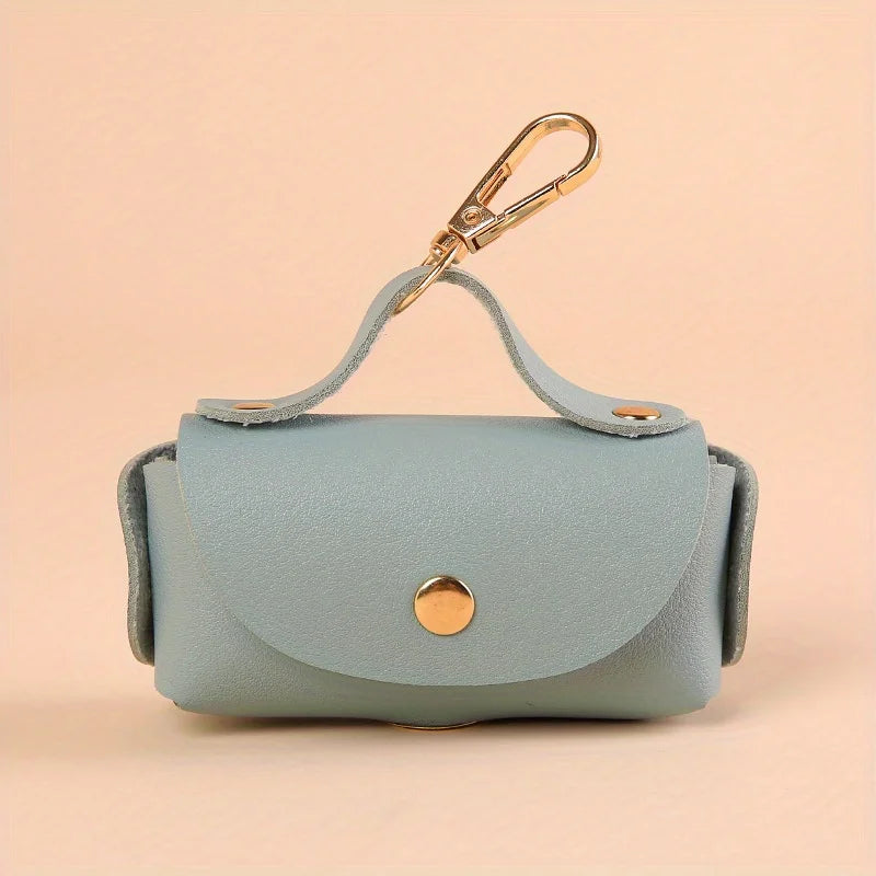Portable Dog Waste Bag Dispenser With Leather Clip - Durable Polyester