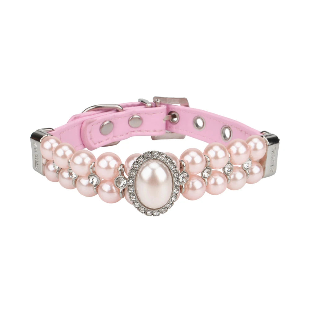 Artificial Pearls Cat Collar Rhinestone Small Dog Pet Collar Necklace Wedding Party Birthday Princess Valentine's Day Pet Gift