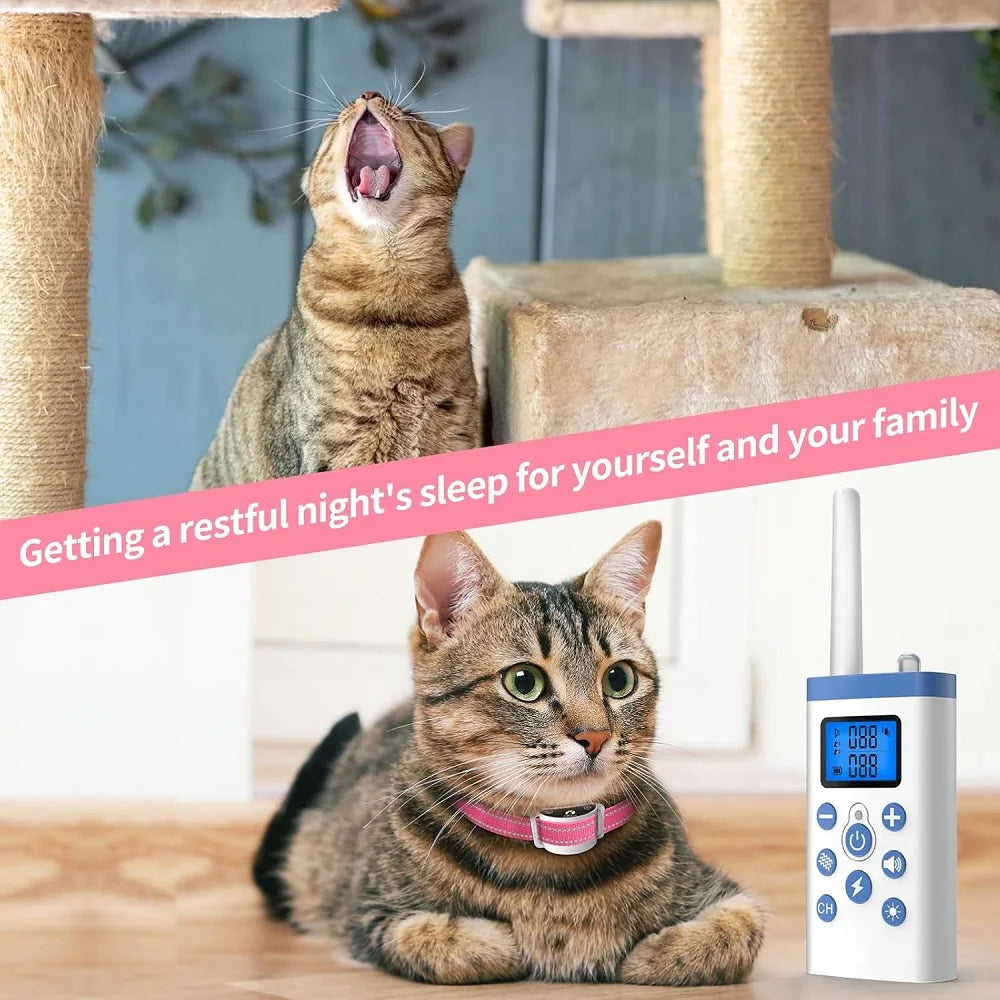 Cat Stop Meowing Collar,Remote Control/Automatic Two-in-one Anti-Meow Training Collar, Cat Accessories Shock Collar with Remote