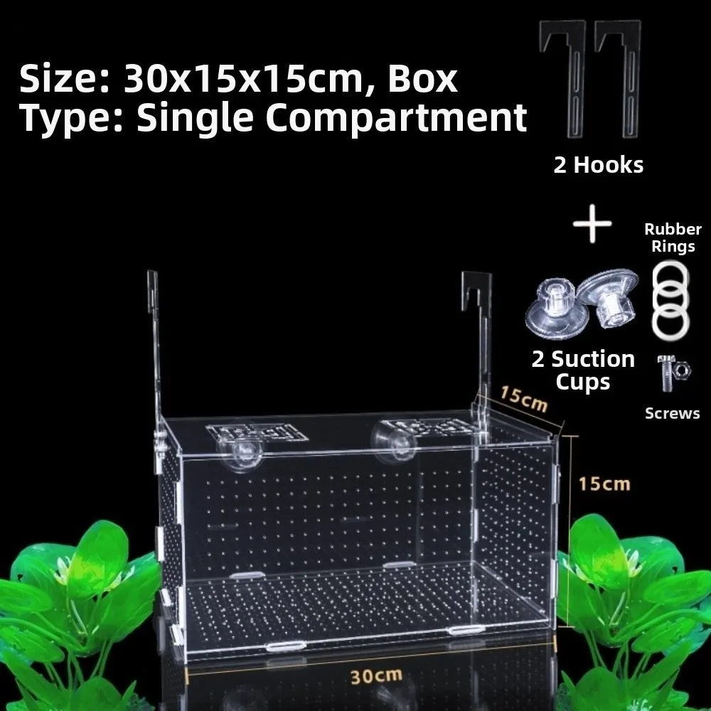 1PC Small Fry Aquarium Isolation Box Hatchery Divider Spawning Hatching Fish Breeding Box with Hook Acrylic Hydroponic Plant Box