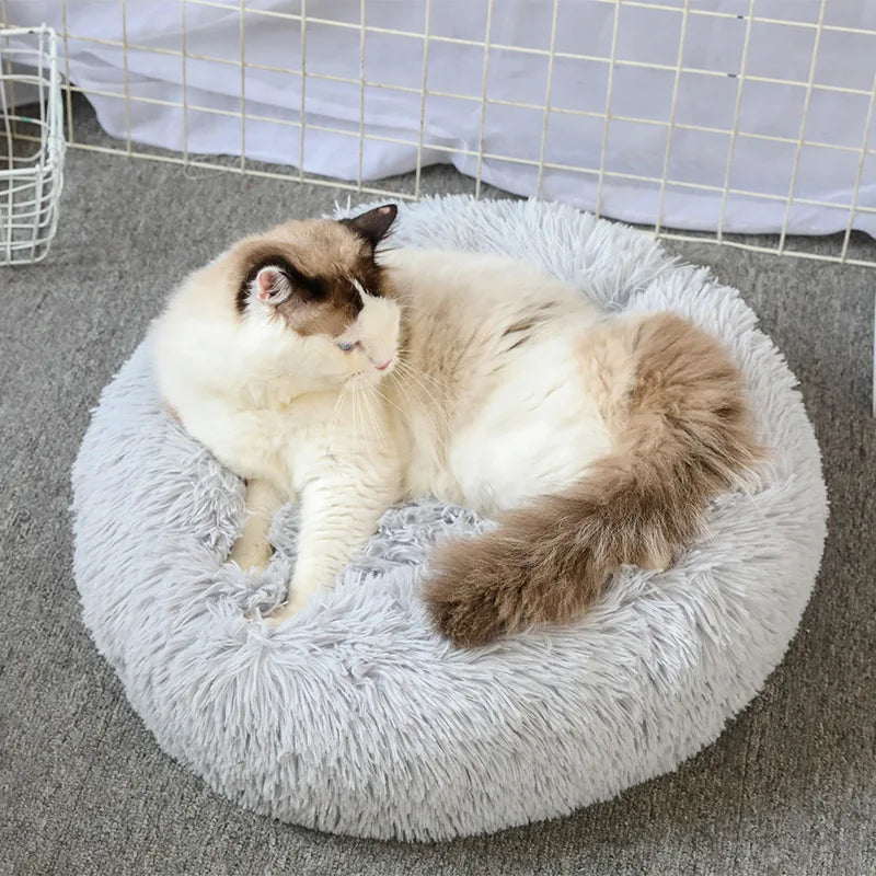 Super Soft Pet Cat Bed Plush Full Size Washable Calm Bed Donut Bed Comfortable Sleeping Artifact Suitable For Winter - Play Paws Toys