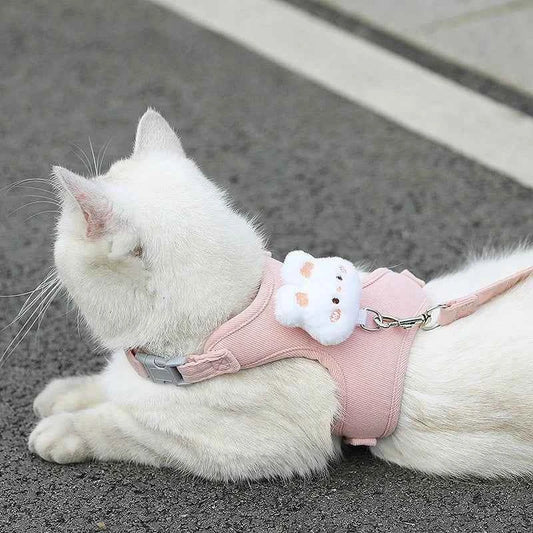 Adjustable Cat Harness Leash for Outdoor Travel Walking Soft and Breathable Pet Harnesses for Cat Kitten Puppy