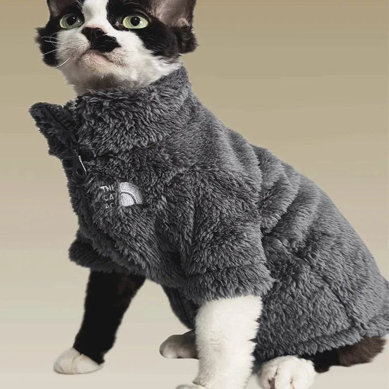 Winter pet dog dog cat coat cold proof hairless cat clothes sphinx devon thick winter warm three-color lambswool coat - Play Paws Toys