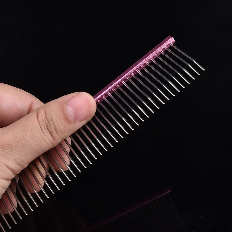 Pet Pink Comb Cat Dog Professional Stainless Steel Grooming Comb Dense Sparse Teeth Dog Cat Cleaning Brush Hair Reemoval Comb