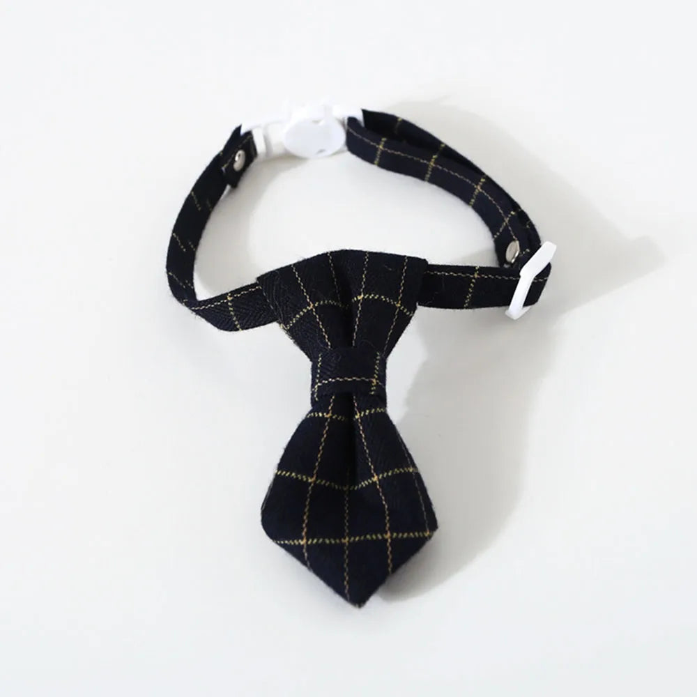 Pet Accessories for Dogs Cats Bowtie British Style Puppy Plaid Tie Breakaway Bowknot Collar for Small Dog Cat Gentleman Costume - Play Paws Toys