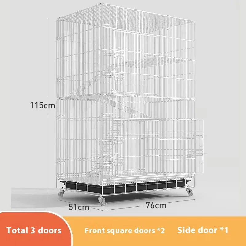 Indoor Cat Villa Cage with Foldable Design Large Multi-Story Cat House Encrypted Pet Cage Furniture for Home - Play Paws Toys