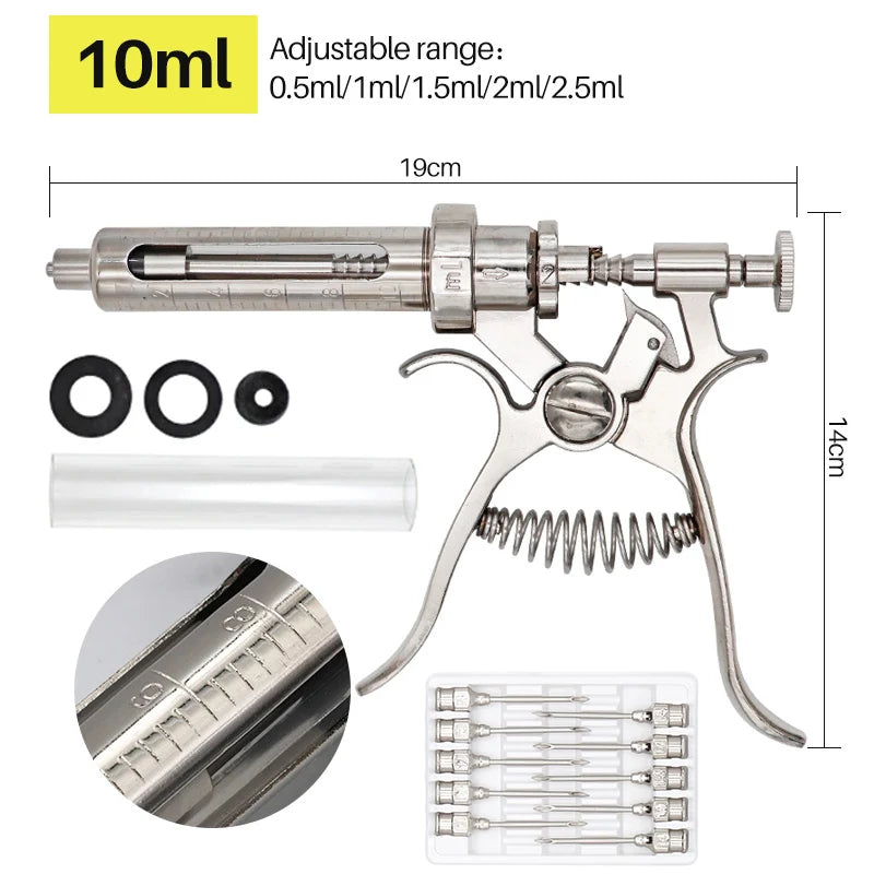 10/20/30/50Ml Automatic Continuous Syringe With Needles Adjustable Vaccine Injection for Livestock Pig Cattle Sheep Chicken