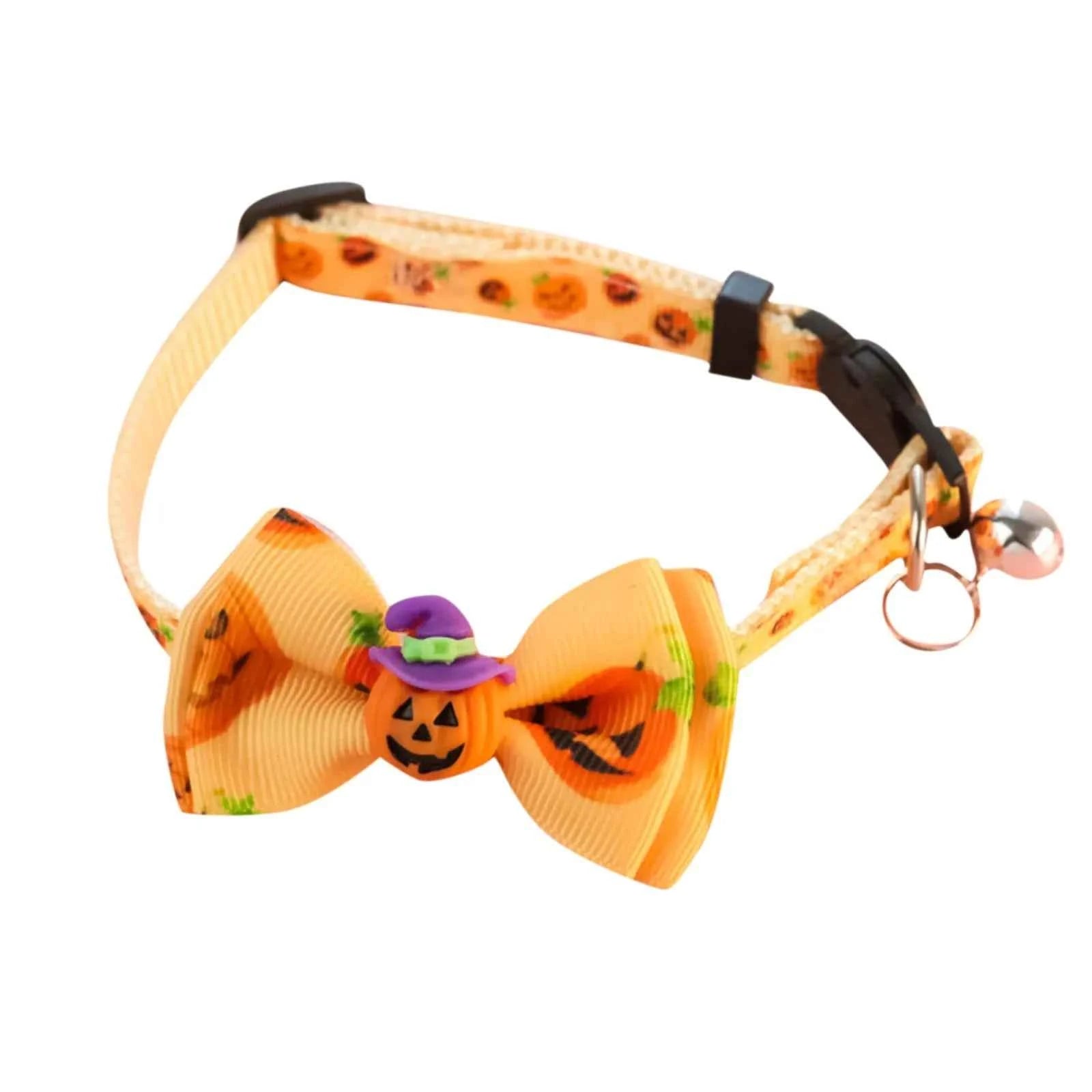 Happy Halloween Cat Collar With Bell Bowknot Puppy Kitten Necklace Adjustable Safety Buckle Strap Chihuahua Bow Tie Pet Supplies